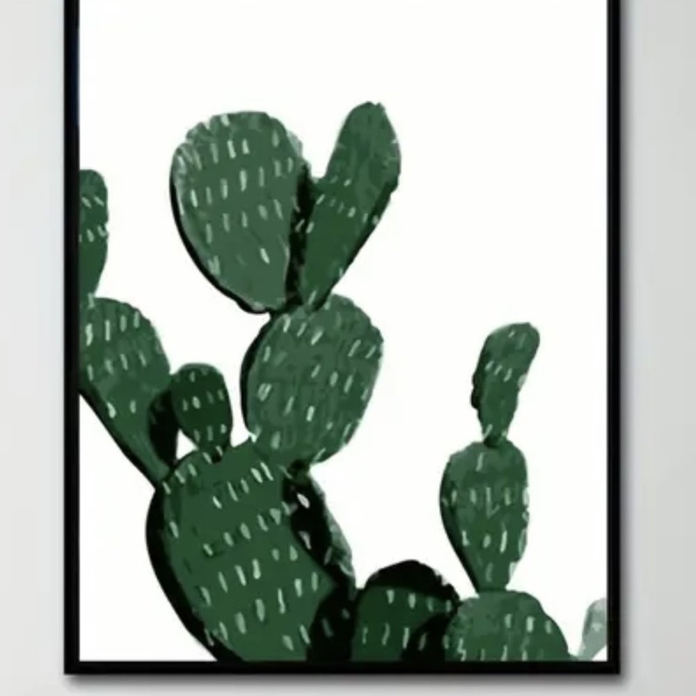 20"L x 16"W Abstract Modern Desert Prickly Pear Cactus Cacti Canvas Art Print